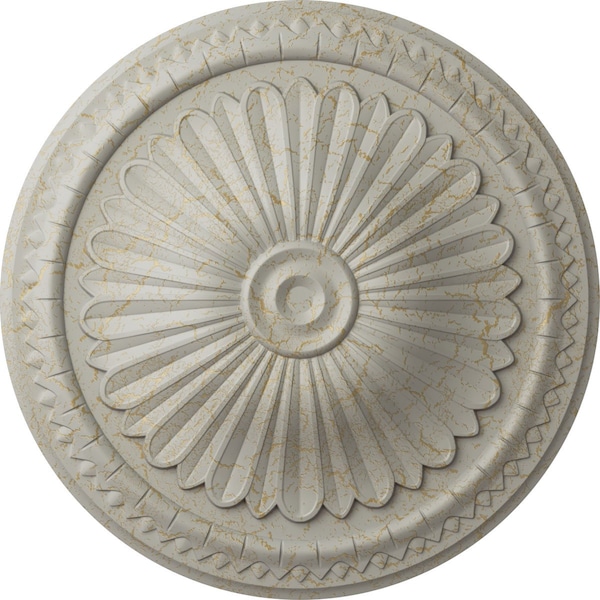 Ekena Millwork Alexa Ceiling Medallion (Fits Canopies up to 3"), Hand-Painted Pot of Cream Crackle, 15"OD x 1 3/4"P CM14AXPCC - main